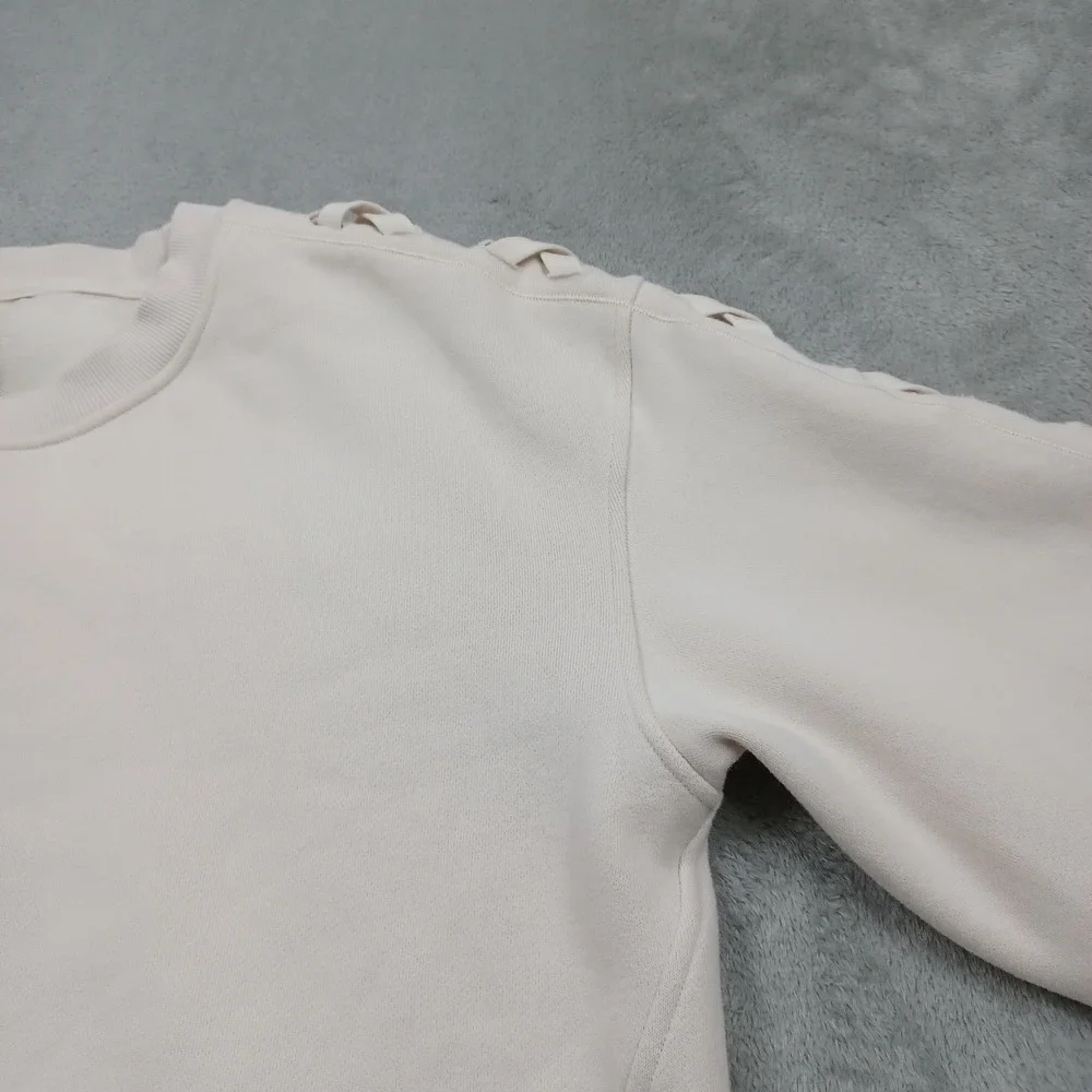 Lululemon Sweater Womens 6 Beige Braided Sleeve Pullover Fleece Casual Oversized